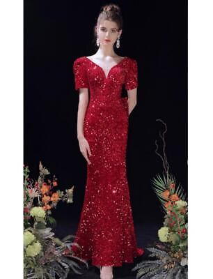 #ad Women#x27;s Gorgeous Sequin V Neck Bowtie Fishtail Dress Evening Cocktail Prom 2660 $62.55