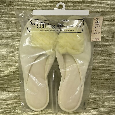 #ad Scuffs Sears Matching Nightwear Slippers House Shoes NOS NIP XL 10 1 2 Vintage $39.95