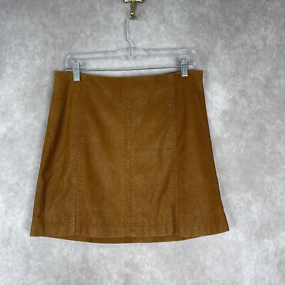 Free People Tan Brown Modern Femme Vegan Suede Leather Skirt Women#x27;s Size 12 $29.00