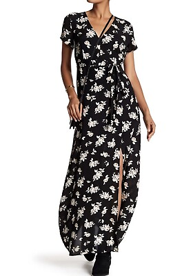 #ad Sanctuary Women#x27;s Short Sleeve Floral Maxi Dress Black Sz. XS $44.00