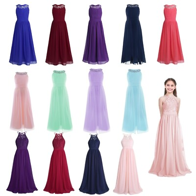 Flower Girls Dress Party Wedding Bridesmaid Pageant Prom Kids Princess Maxi Gown $24.65