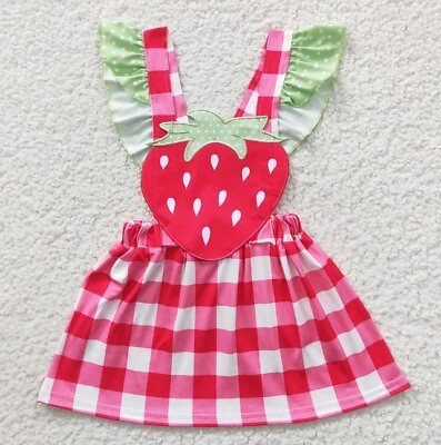#ad NEW Boutique Strawberry Girls Sleeveless Ruffle Dress $8.50