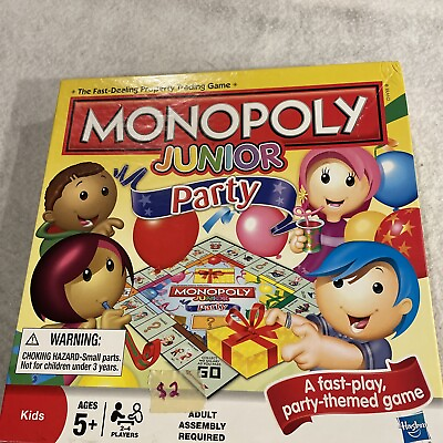 Monopoly Junior Party 2011 Edition Fast Dealing Party Themed Board Game Complete $8.99