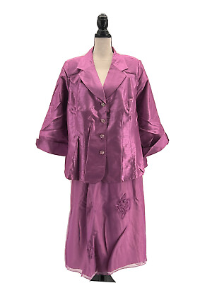 #ad Roamans Womens Skirt Suit Purple Plus Size 22W Midi Length Rhinestones Formal $49.99