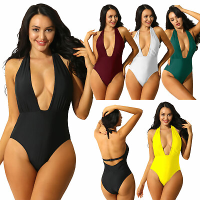 #ad #ad Women Sexy One Piece Plunge Swimsuit Bikini Push Up Swimwear Backless Beachwear $18.97