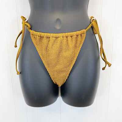 #ad NEW Good American 3 4 US L XL Always Fits Tiny Ties Bikini Bottoms Bronze Brown $24.99