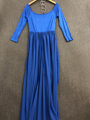 #ad Unbranded Blue Maxi Dress Long Sleeve Women’s M Stretchy Comfortable Slit NWOT $20.99