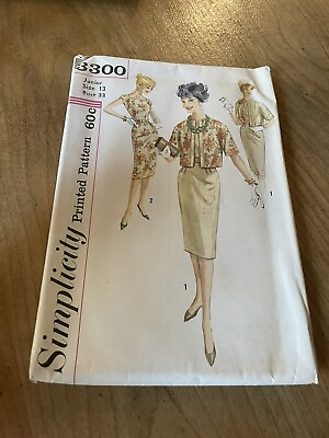 #ad Vintage 1950s SIMPLICITY Pattern 3300 Dress Junior Size 13 Bust 33 $11.99