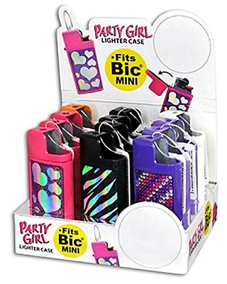 PARTY GIRL MINI LIGHTER CASE ONE CASE WITH RANDOM DESIGN AND COLOR $4.99