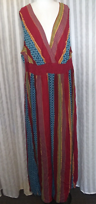 #ad Marrakesh Look Maxi Dress 2 x T Colorful Stripes Comfy Lounge Rayon Pullover $9.99