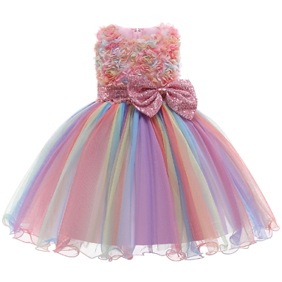 #ad Girls Dress Rainbow Birthday Party Dance Costume Princess Dress Kids Clothes $14.39