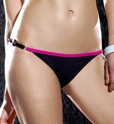 #ad Panache BLACK MAGENTA Atlantis Amy Bikini String Sided Brief US Medium UK 12 $9.00
