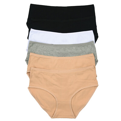 #ad #ad 6 Women Plus Size Underwear Briefs Panties Bikini Full Coverage Cotton Solid 3XL $14.35