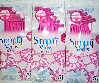#ad Venus Basic 2 Blades 5 Pcs. Disposable Shaving Razor For Women Lot of 1 to 6 * $10.95