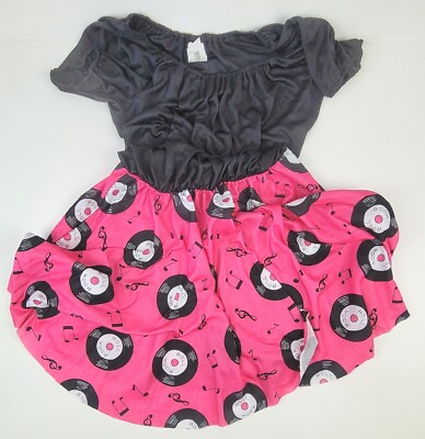 RUBIES ROCK ROLL 50#x27;S PINK BLACK RECORD POODLE SKIRT COSTUME DRESS UP STANDARD $14.99