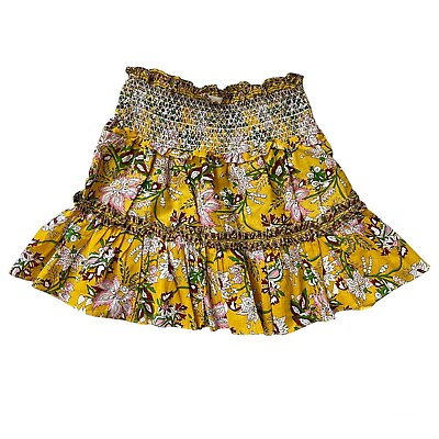 #ad Jennifer amp; Grace Mini Skirt Size Large Floral Embroidery Ruffles Boho Cotton $24.00