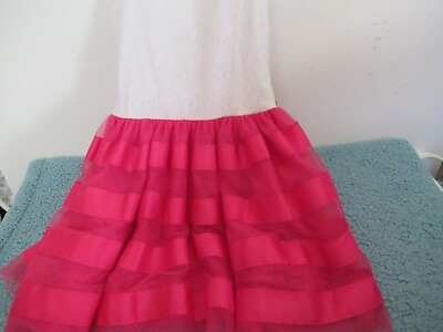 #ad M Girls Place Size 8 White and Pink Dress with Lace Overlay $8.99