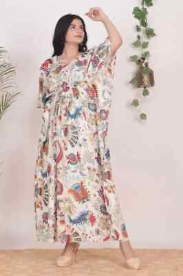 #ad Casual Maxi New Boho Gypsy Caftan Kaftan Women#x27;s Floral Long Dress Plus Size $34.99