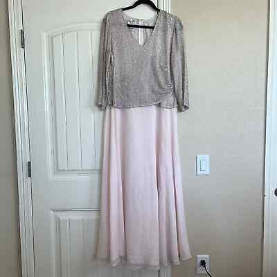 #ad Chadwicks Womens Sz 12 Maxi Mother of the Bride Dress Pink Gray Formal $32.35