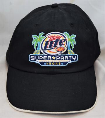 #ad Miller Lite Super Party Vegas Black Adjustable Trucker Hat Cap $14.99