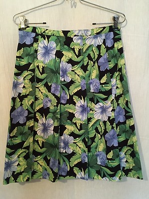 #ad Laura Scott Skirt Sz 8 Pleated Multi Color Cotton Blend New 170314 $13.59