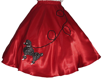 #ad #ad Red SATIN 50#x27;s Poodle Skirt Adult Plus XL 3XL Waist 40quot; 50quot; Length 25quot; $31.95