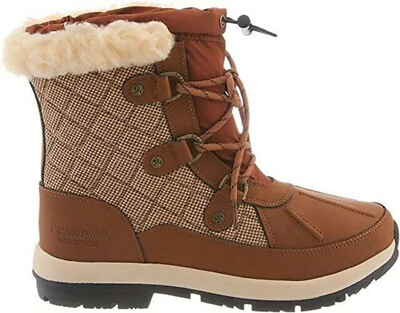 BEARPAW Bethany Women#x27;s 5M Brown Waterproof Leather Wool Lined Winter Snow Boots $54.30