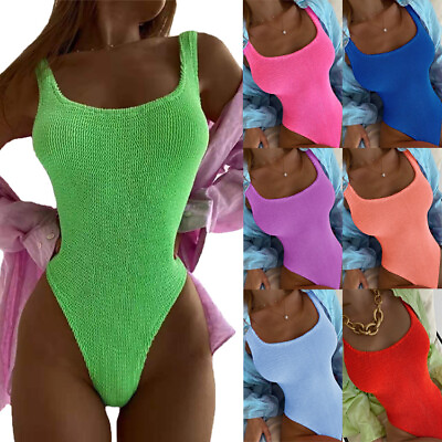#ad #ad 2022 Summer Sexy New Women Lowcut Sleeveless Solid Bodycon One Piece Bikini $23.85