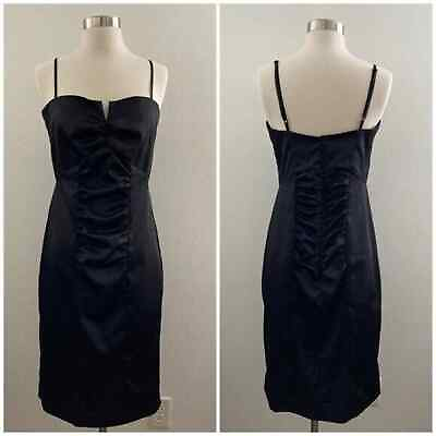 #ad Preeti Chandra Little Black Cocktail Mini Dress Ruched Strappy Sleeveless Medium $24.99