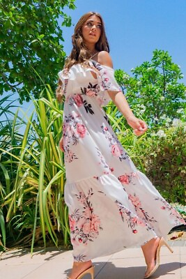 #ad Womens Summer Boho Floral Maxi Dress Short Sleeve Casual Party Beach Sundress $34.00