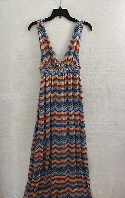 #ad Forever 21 Maxi Dress Womans Medium Geometric Multicolor Sleeveless V Neck $7.49