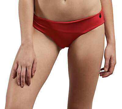 #ad VOLCOM Women#x27;s Small Bikini Bottoms True Red Retro Swim Surf Beach New $7.96