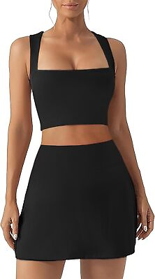 #ad Club Outfits for Women Skirt Sets Women 2 Piece Sexy Club Dress Square Neck Tank $68.86