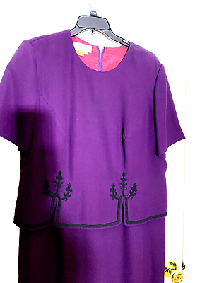 #ad Maggy London Eggplant Sweetheart Embroidered Short Sleeve Cocktail Dress 16 $35.00