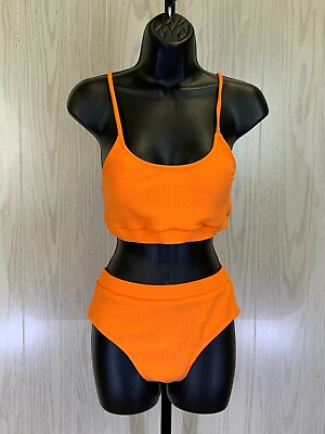 #ad Women#x27;s Two Piece Textured High Waisted Bikini Set Women#x27;s Size S NEW MSRP $89 $16.99