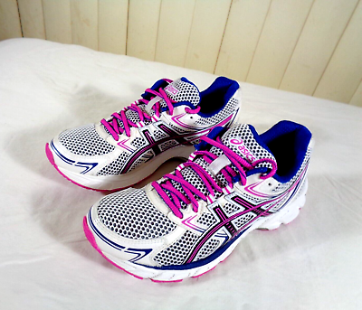 Asics Gel Equation Womens 8 White Pink Blue Sneakers Shoes T3F6N A condition $39.50