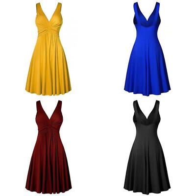 #ad Lady Formal Cocktail Dresses Elegant Sexy V Neck Evening Dress Plus Size $17.99