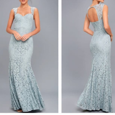 #ad Lulu#x27;s Rosetta slate blue lace maxi dress nwt $75.00