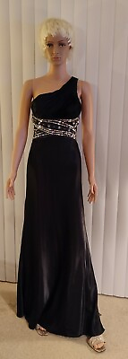 #ad m s i Black Sleeveless Evening Gown With Sequins on Straps amp; Waist Line Size 5 6 $58.80