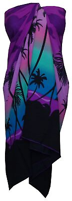 Sarong Women Scenic Coconut Printed Beach Swimsuit Wrap One Size Pareo $14.39