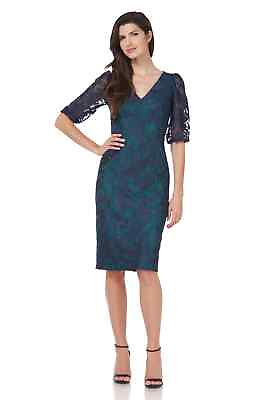 #ad JS Collection Navy Blue Kelly Green Celeste Embroidered Cocktail Dress 12 $198 $98.30