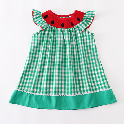 #ad #ad Boutique Watermelon Girls Embroidered Smocked Dress $16.99