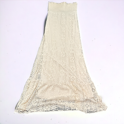 #ad Forever 21 Maxi Dress Womens Size Small Beige Tan Crochet Sleeveless Stretch $16.19