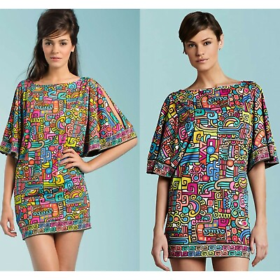 #ad Trina Turk Maya Split Kimono Jersey Tunic Swimsuit Cover Up Dress Small $50.00