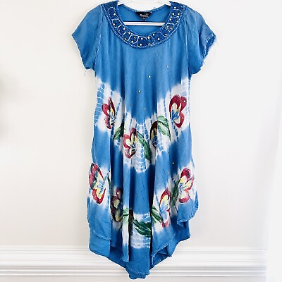 #ad RIVIERA SUN Blue Soft Flowy Floral Boho Bohemian Hippie Sun Dress Plus Size 2X $20.00