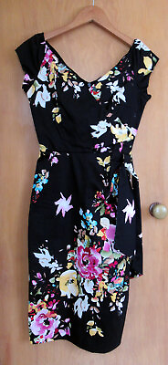 #ad Pretty Dress Company Seville Retro Dress Size 8 NWT black floral $34.99