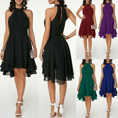 #ad Womens Chiffon Sleeveless Mini Dress Evening Party Cocktail Prom Dress Plus Size $27.00