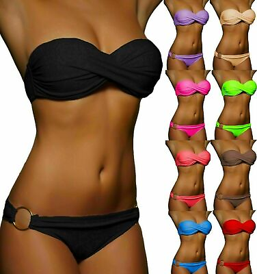 #ad Women#x27;s Sexy Twist Push Up Bandeau Bikini Pushup Swimsuit Gr. S M L 32 40 $23.88