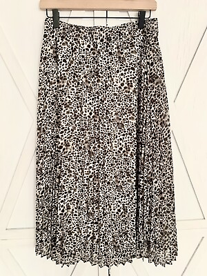 #ad Women#x27;s Leopard Print High Rise Pleated A Line Midi Skirt A New Day M $16.24