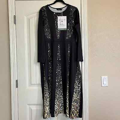 #ad JFN Womens Sz M Long Sleeve Maxi Dress Black Formal $45.28